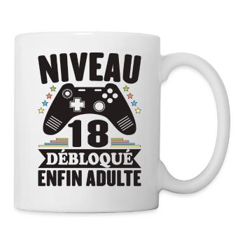 Niveau 18 Ans Débloqué Enfin Adulte Cadeau - Mug blanc - blanc - Droite