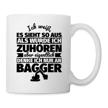 Bagger lustiger Spruch Baggerfahrer - Tasse - Weiß - Rechts
