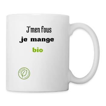 J'm'en fous je mange bio - Mug blanc - blanc - Droite
