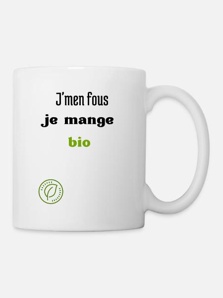 J'm'en fous je mange bio - Mug blanc - blanc