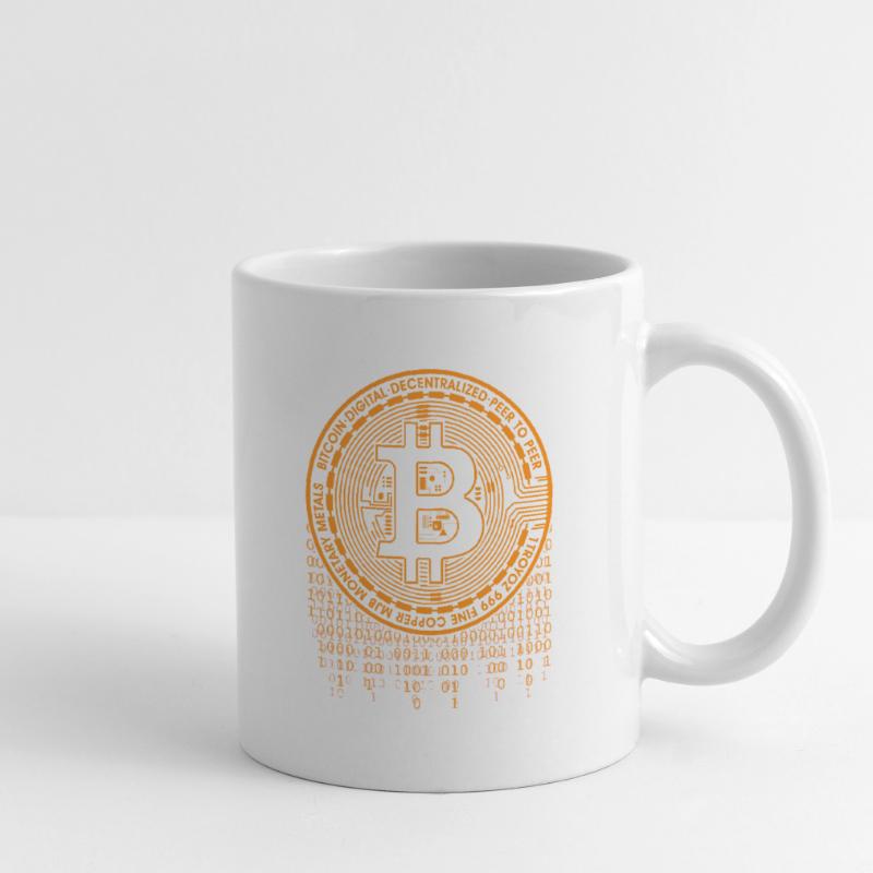 Bitcoin Logo Binärcode Tasse