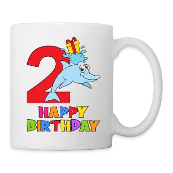 Delfin Zweiter Geburtstag 2 Jahre alt - Tasse - Weiß - Rechts