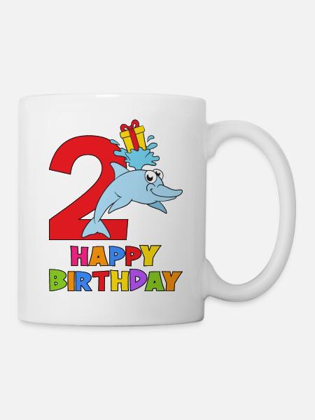 Delfin Zweiter Geburtstag 2 Jahre alt - Tasse - Weiß