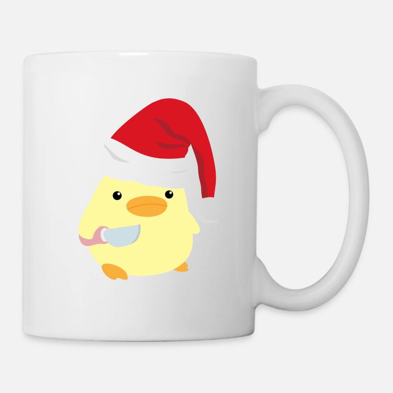 Canard avec couteau Mème Canard de Noël avec couteau - Mug blanc - blanc