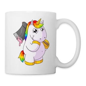 Licorne dessin animé avec hache - Mug blanc - blanc - Droite