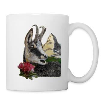 Silhouette Alps Gemse Almrausch Mountains - Mug - white - Right