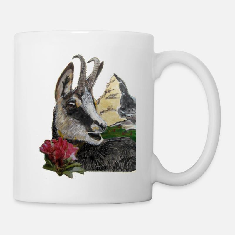 Silhouette Alpes Gemse Almrausch Montagnes - Mug blanc - blanc