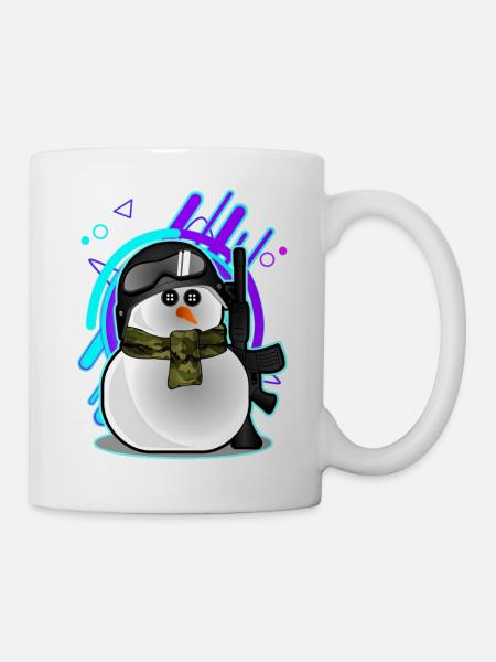 militärischer Schneemann - Tasse - Weiß