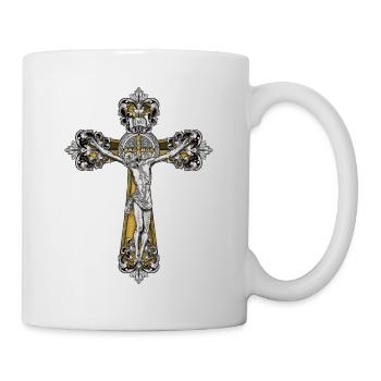 St Benedikt Kruzifix - Tasse - Weiß - Rechts