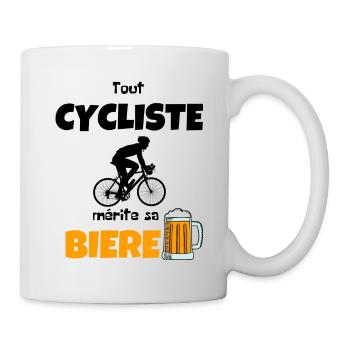 Tout cycliste mérite sa biere cadeau - Mug blanc - blanc - Droite