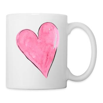 Herz Rosa - Tasse - Weiß - Rechts