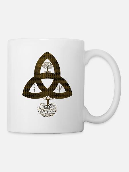 Celtic SYMBOLS - Triqueta - Tree of Life Tree - Mug - white