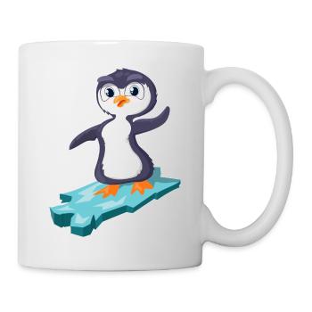 Pinguin surft auf einer Eisscholle - Tasse - Weiß - Rechts