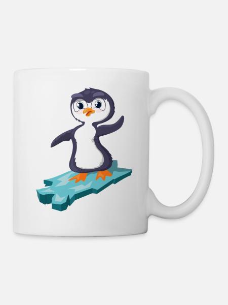 Penguin surfs on an ice floe - Mug - white