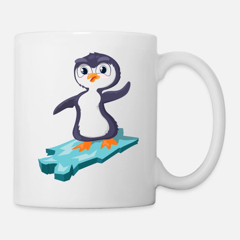 Un pingouin surfe sur une banquise - Mug blanc - blanc