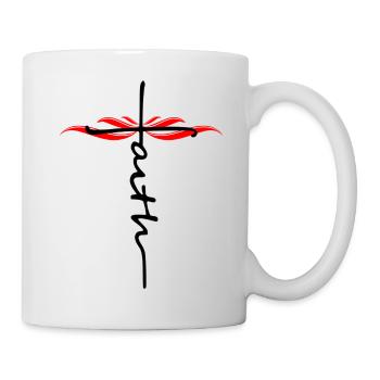 Glaubenskreuz - Christliche Kleidung - Tasse - Weiß - Rechts