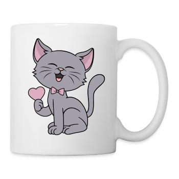 Cat Heart Love Funny Cats Couples Valentine's Day - Mug - white - Right
