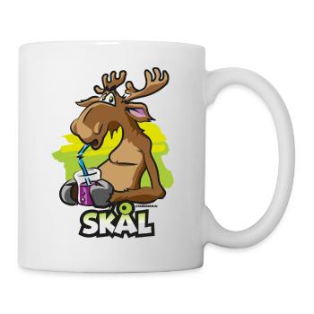 Lustiger Elch Schweden Skal Blaubeeren Comic - Tasse - Weiß - Rechts