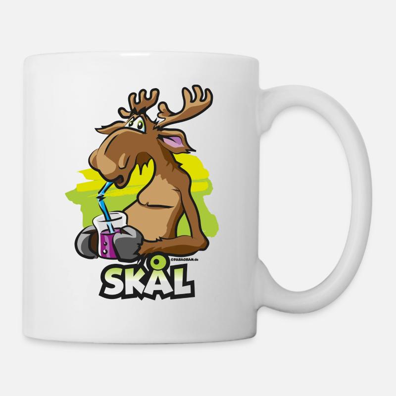 Lustiger Elch Schweden Skal Blaubeeren Comic - Tasse - Weiß