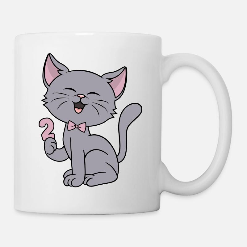 2 Jahre alt Mädchen lustige Katze 2. Geburtstag - Tasse - Weiß