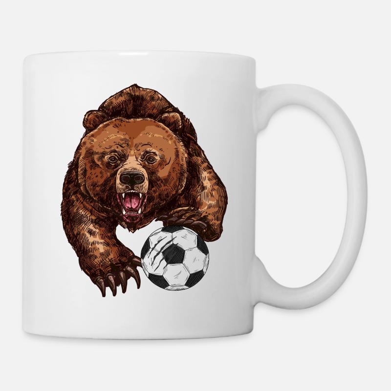 Bär mit Fußball - Tasse - Weiß