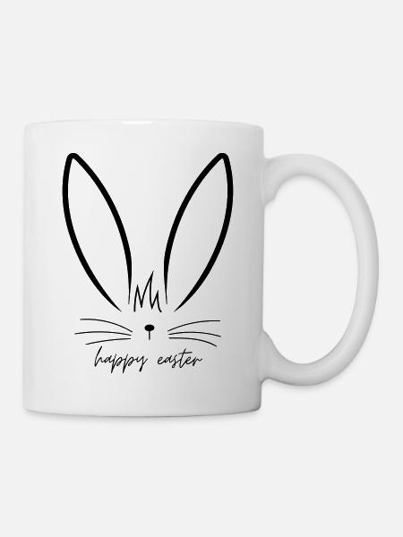 Minimal Bunny - Happy Easter - Mug - white
