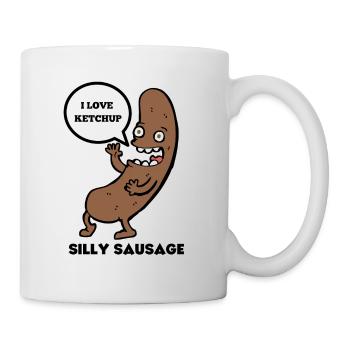 silly sausage funny design great for fathers day - Mug - white - Right