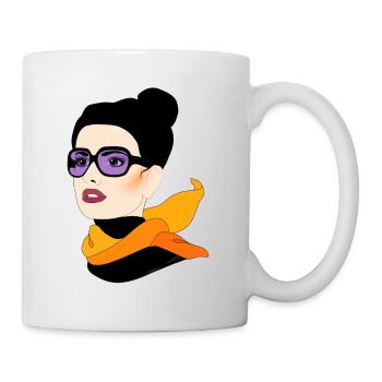 Enchanting beauty with a waving scarf - Mug - white - Right