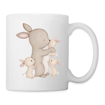 niedliche Hasen - Tasse - Weiß - Rechts