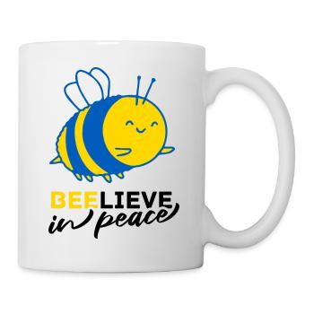 Liebevolles Ukraine Beelieve in Peace Geschenk - Tasse - Weiß - Rechts