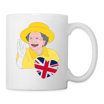 Britische Königin Elizabeth II. mit Union Jack - Tasse - Weiß - Rechts