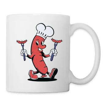 Sausage Grill Cartoon - Mug - white - Right