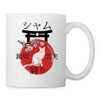 Siamkatze Japan Kanji Stil Katzenliebhaber - Tasse - Weiß - Rechts