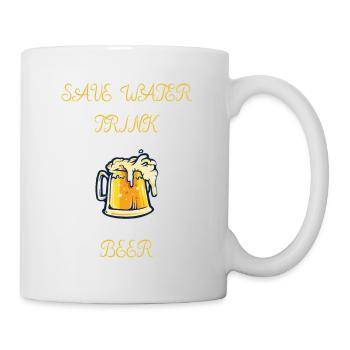 SAVE WATER TRINK BEER - Tasse - Weiß - Rechts