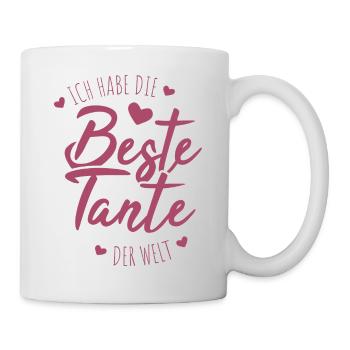 Beste Tante der Welt Spruch süßes Geschenk - Tasse - Weiß - Rechts