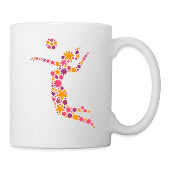 Volleyballerin Mädchen Volleyball Spielerin Blumen - Tasse - Weiß - Rechts