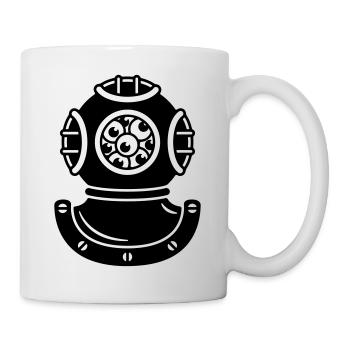 Casque de plongée avec des yeux de créature - Mug blanc - blanc - Droite