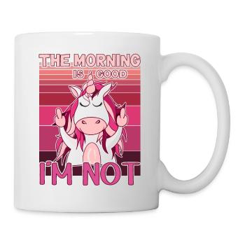 La licorne maléfique montre le majeur. Grouch du matin - Mug blanc - blanc - Droite