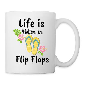 la vie est meilleure en tongs - Mug blanc - blanc - Droite