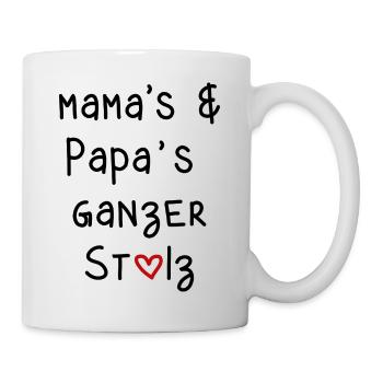 mama papa Eltern stolz Kinder babys Schrift - Tasse - Weiß - Rechts
