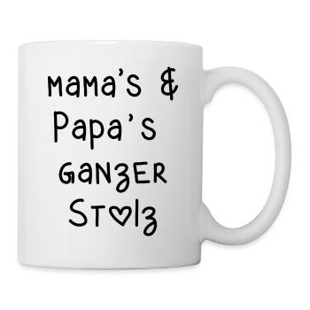 mama papa Eltern stolz Kinder babys Schrift - Tasse - Weiß - Rechts