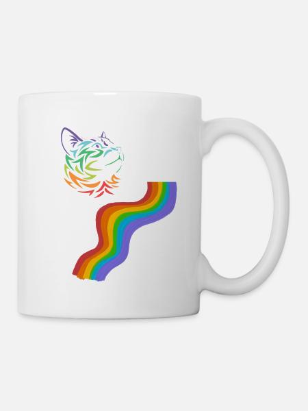 Chat Arc-en-ciel - Mug blanc - blanc