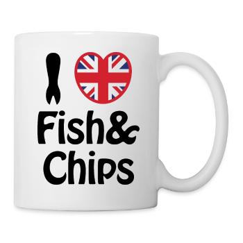 I Heart [Love] Fish & Chips - Mug - white - Right