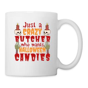 Creepy funny Halloween saying butcher - Mug - white - Right