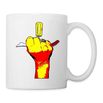 Bad Girl Hand mit gelbem Korkenzieher - Tasse - Weiß - Rechts