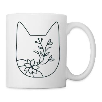 FLEUR florale tête de chat - Mug blanc - blanc - Droite