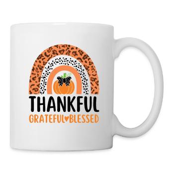 Thankful Blessed Autumn Pumpkin Leopard Gratitude - Mug - white - Right