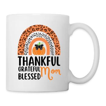 Thankful Mom Mama Herbst Blätter Dankbarkeit - Tasse - Weiß - Rechts