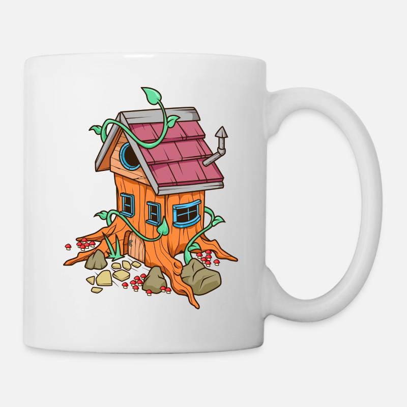 Feenhaus im Baumstumpf - Fairycore - Tasse - Weiß