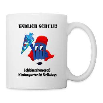 Erstklässler, Schulanfänger - Endlich Schule - Tasse - Weiß - Rechts